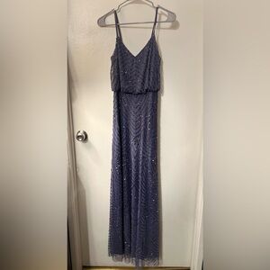 ADRIANNA PAPELL Beaded Embellished Art Deco Blouson Gown